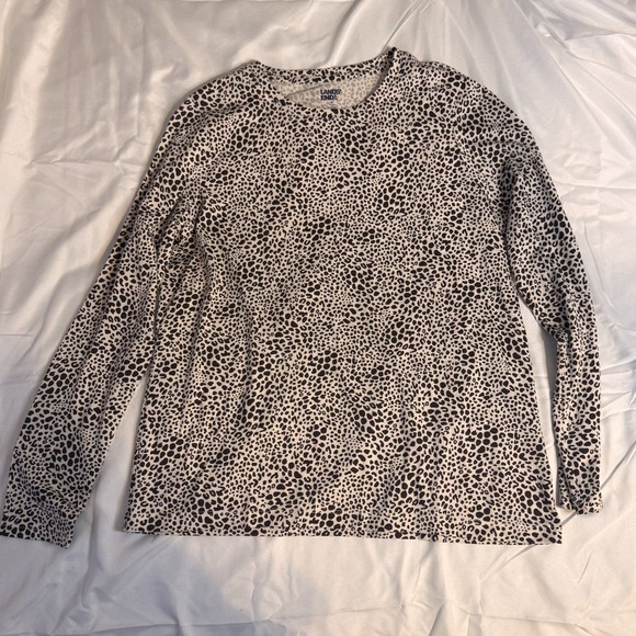 Lands End Womens Medium Leopard Print Basic L/S Tee SZ M - Picture 1 of 3